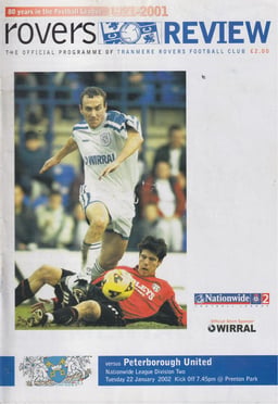 Tranmere Rovers v Peterborough United Match Programme 2002-01-22